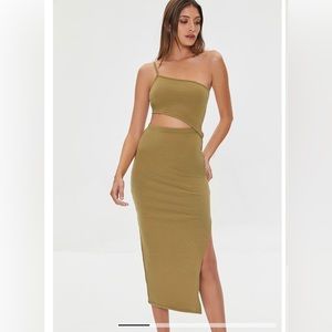 Forever 21 Woman’s One-Shoulder Cami Midi Dress in Black Size M NWT